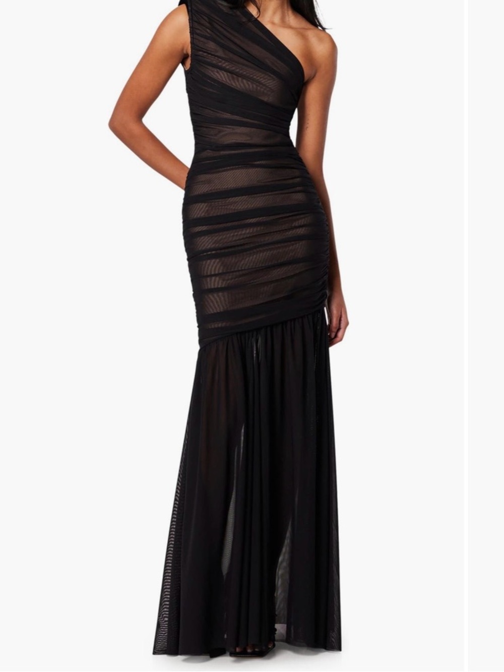 ELLIATT Vienna Ruched One-Shoulder Gown Black Women's Size Medium